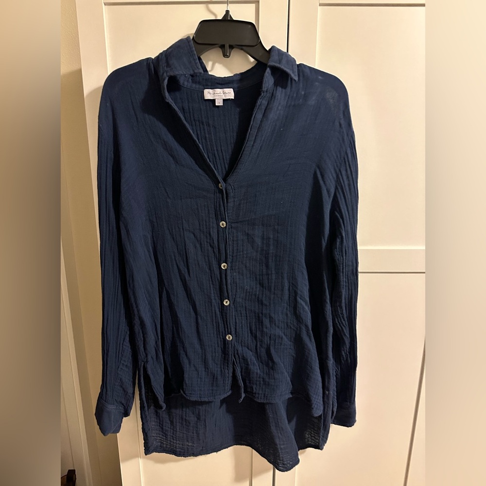 Michael Stars Leo button down shirt, navy, small
